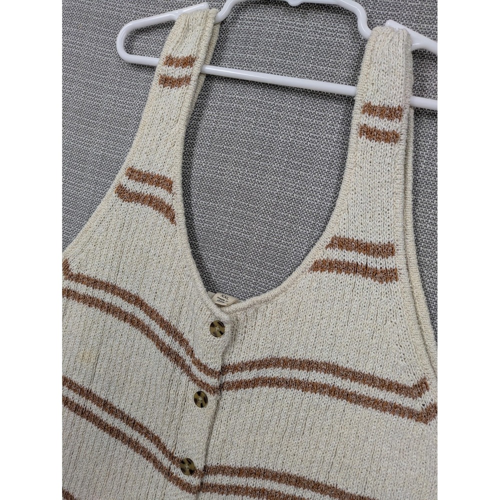 The General Good Sweater Vest Womens XXL White Brown Stripe Knit Boho - Picture 2 of 8